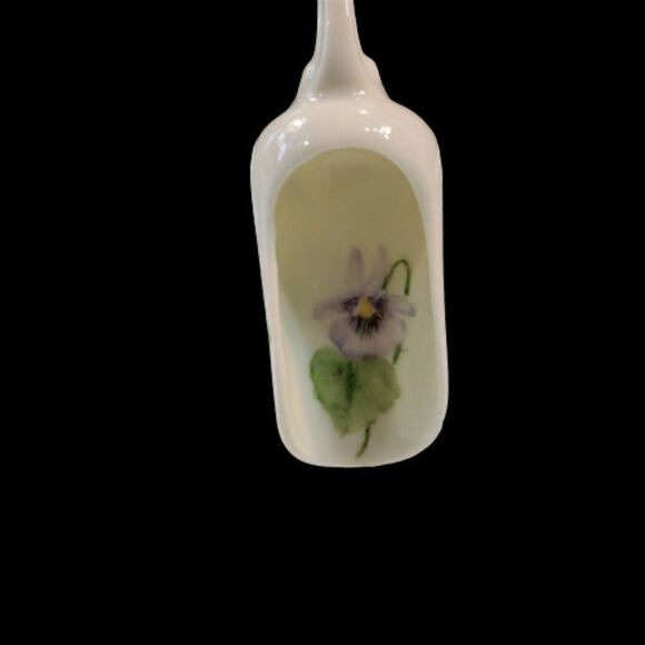 Vintage Miniature Porcelain Sugar Scoop Signed Hand Painted Spoon Scooper 3.5" - Picture 3 of 9